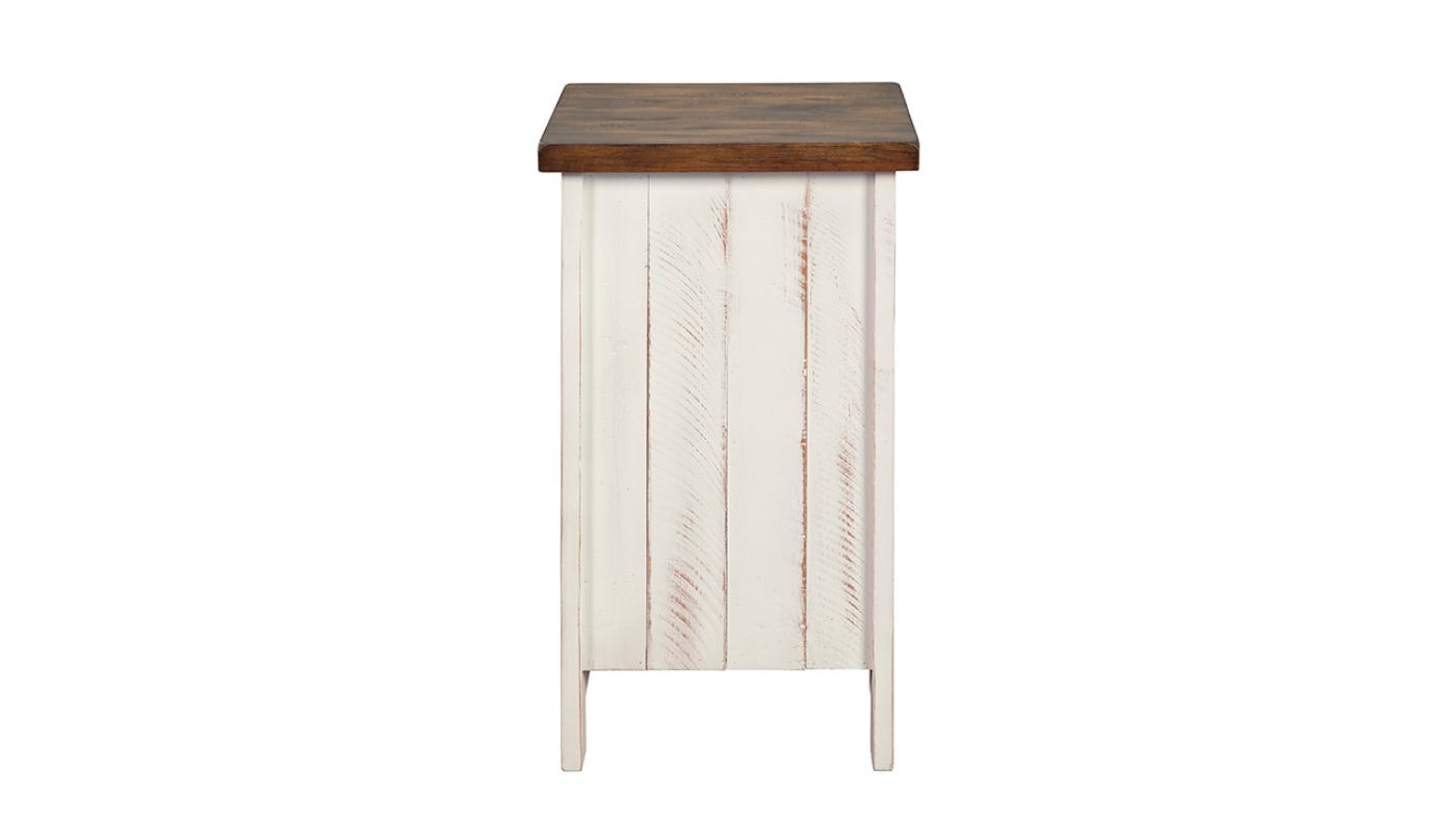 Rear  View of the Wystfield Chairside End Table in Two Tone White and Brown by Ashley Furniture | Home Furniture Plus Bedding