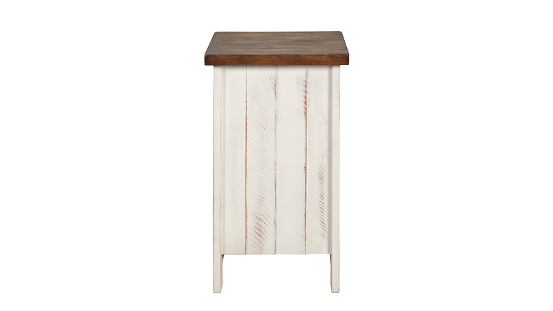 Rear  View of the Wystfield Chairside End Table in Two Tone White and Brown by Ashley Furniture | Home Furniture Plus Bedding