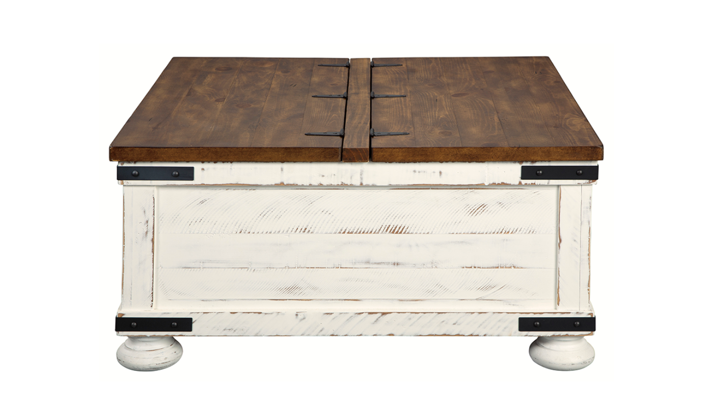 Side View of the Wystfield Coffee Table in Two Tone White and Brown by Ashley Furniture | Home Furniture Plus Bedding