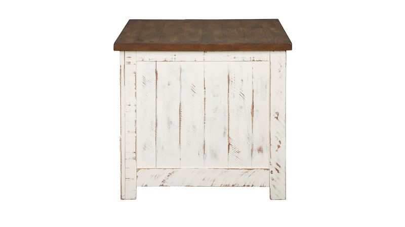 Side View of the Wystfield End Table in Two Tone White and Brown by Ashley Furniture | Home Furniture Plus Bedding