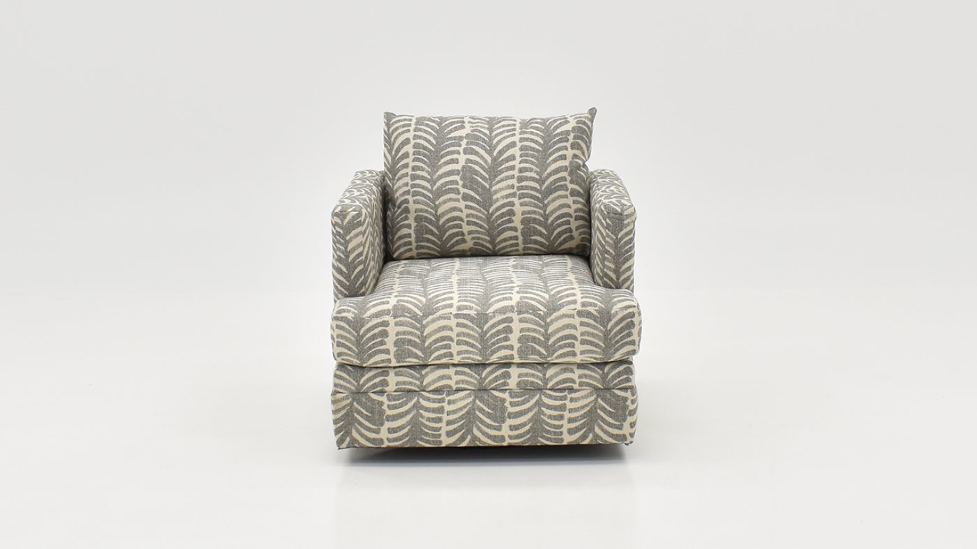Front Facing View of the St. Charles Swivel Chair in Gray by Behold Home | Home Furniture Plus Bedding