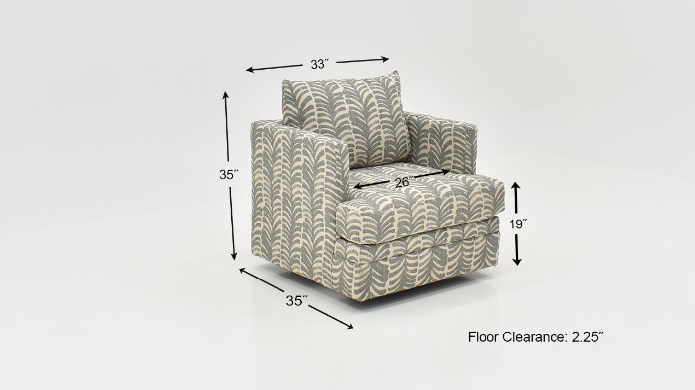 Dimension Details of the St. Charles Swivel Chair in Gray by Behold Home | Home Furniture Plus Bedding