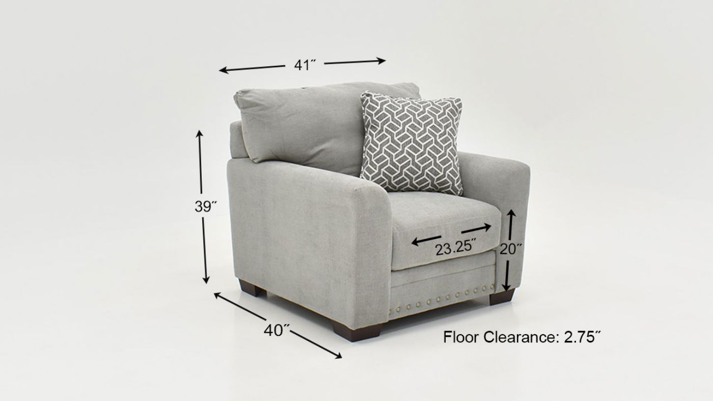 Angled View with Dimension Details on the Cutler Chair in Gray by Jackson Furniture | Home Furniture Plus Bedding