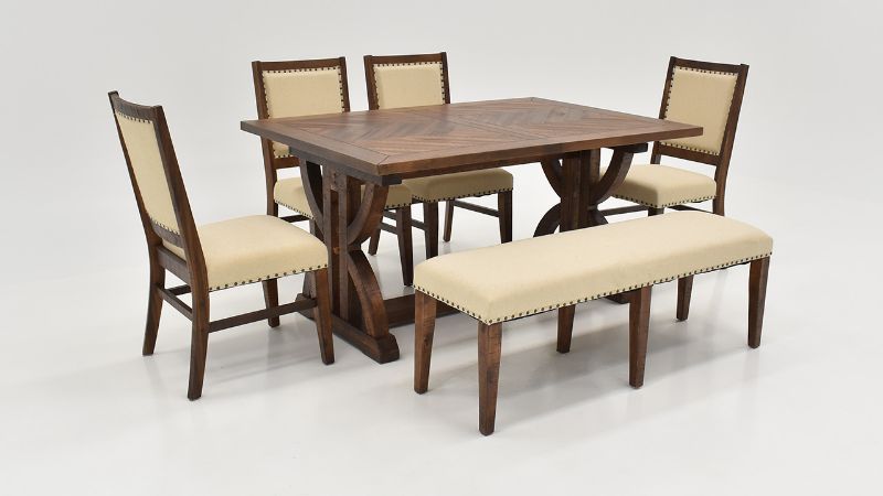 Angled Group View of the Fairview Extendable Dining Table Set in Brown by Jofran | Home Furniture Plus Bedding