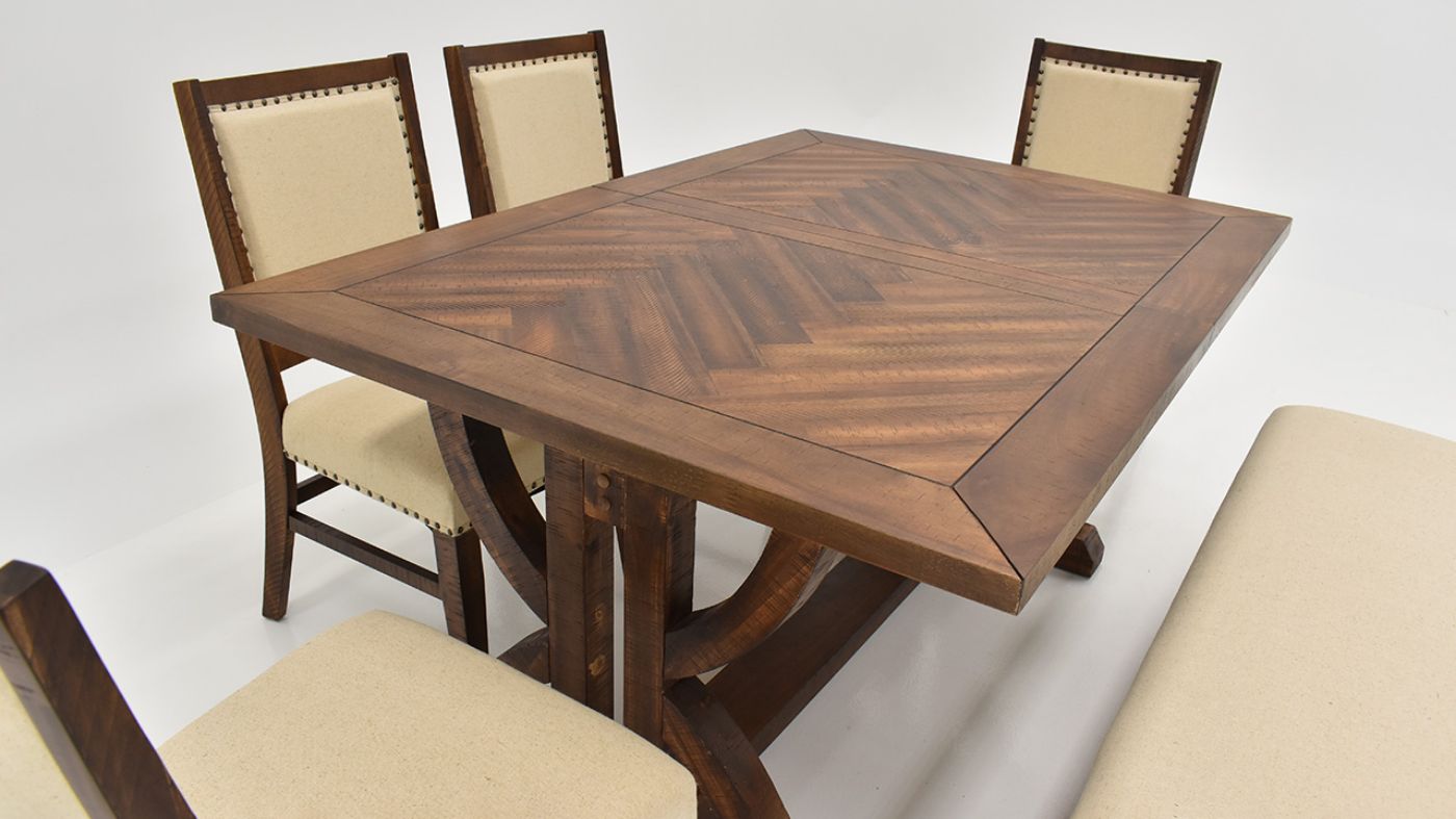 Close Up View of the Fairview Extendable Dining Table Set in Brown by Jofran | Home Furniture Plus Bedding