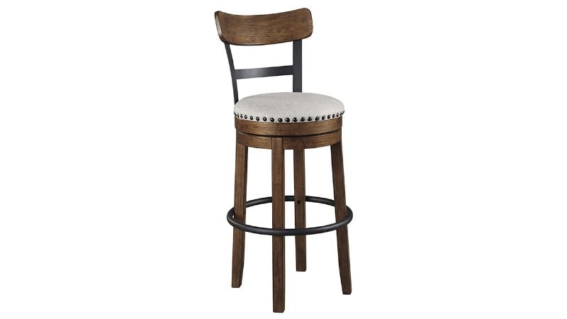 Angled View of the Valebeck 30 Inch Barstool in Brown by Ashley Furniture | Home Furniture Plus Bedding
