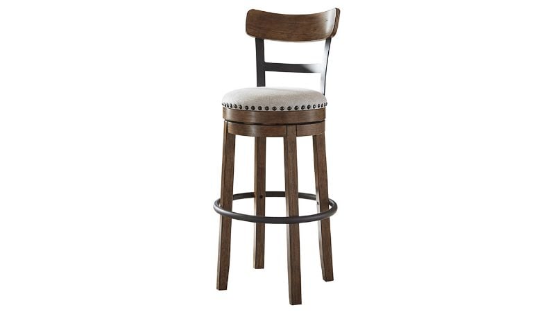 Angled View of the Valebeck 30 Inch Barstool in Brown by Ashley Furniture | Home Furniture Plus Bedding