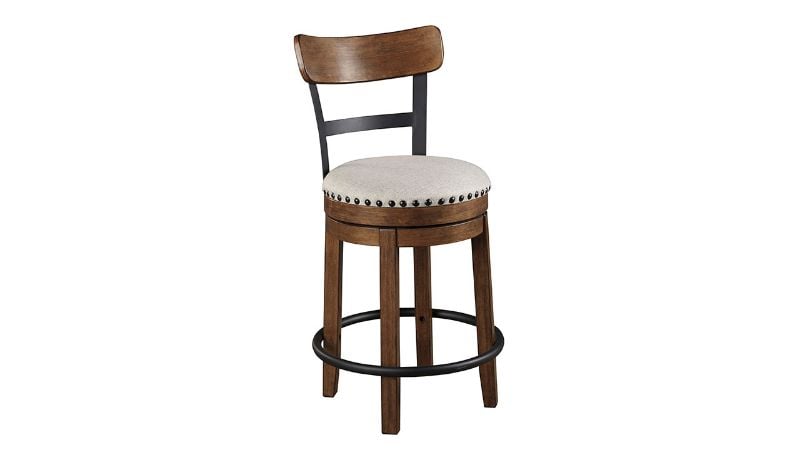 Angled View of the Valebeck 24 Inch Barstool in Brown by Ashley Furniture | Home Furniture Plus Bedding