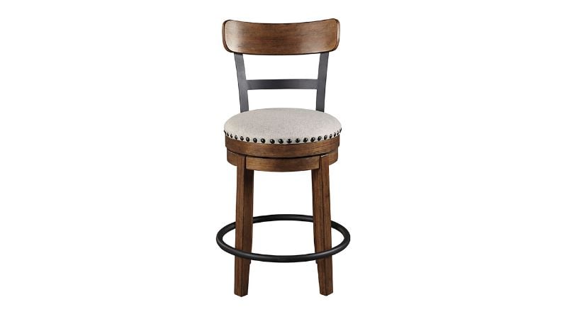Front Facing View of the Valebeck 24 Inch Barstool in Brown by Ashley Furniture | Home Furniture Plus Bedding