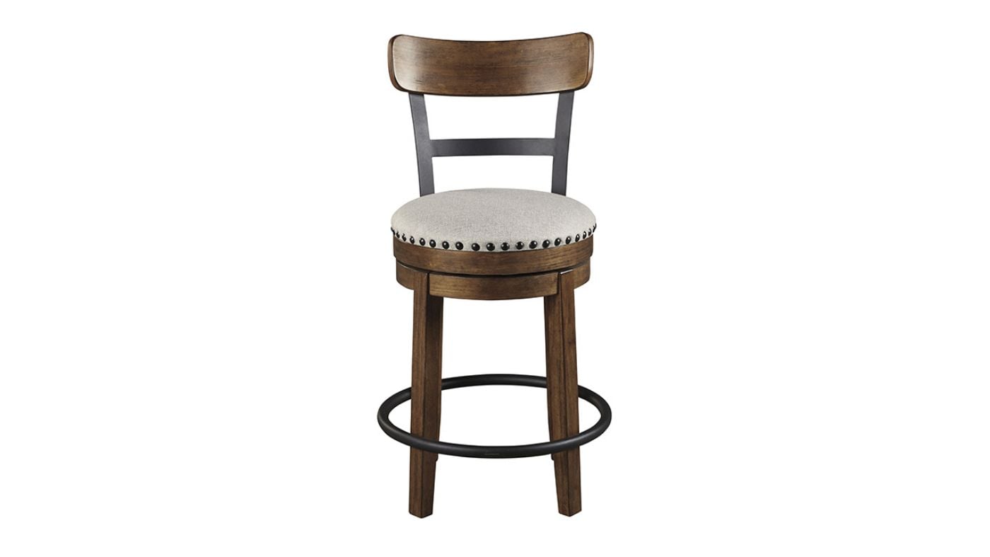 Front Facing View of the Valebeck 24 Inch Barstool in Brown by Ashley Furniture | Home Furniture Plus Bedding