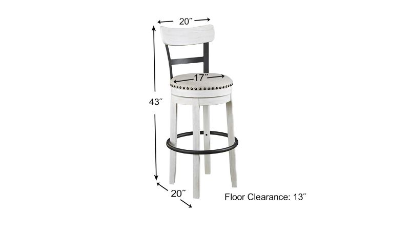 Dimension Details of the Valebeck 30 Inch Barstool in White by Ashley Furniture | Home Furniture Plus Bedding