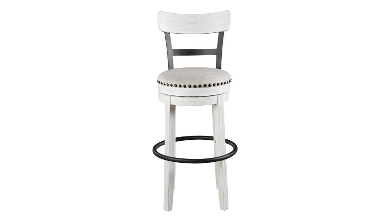 Front Facing View of the Valebeck 30 Inch Barstool in White by Ashley Furniture | Home Furniture Plus Bedding