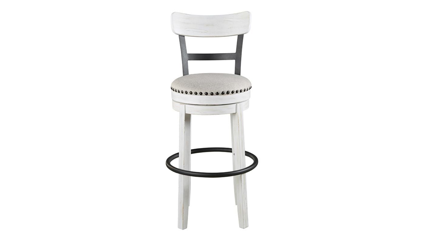 Front Facing View of the Valebeck 30 Inch Barstool in White by Ashley Furniture | Home Furniture Plus Bedding