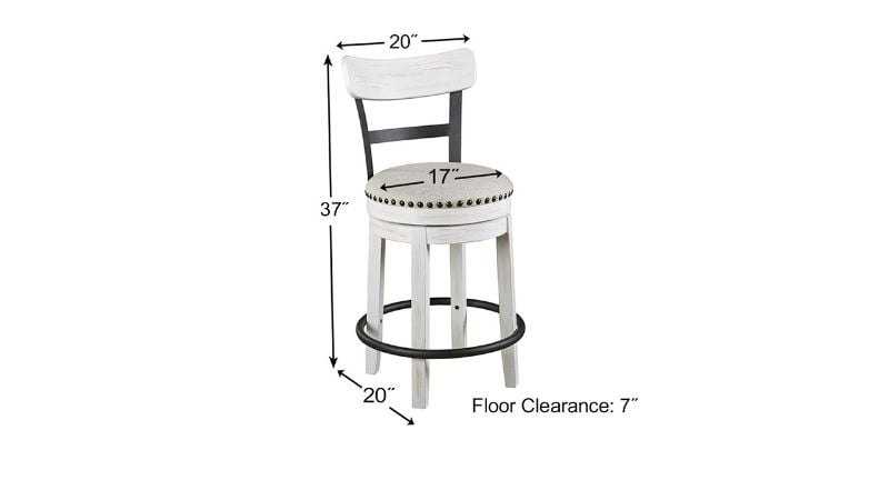 Dimension Details of the Valebeck 24 Inch Barstool in White by Ashley Furniture | Home Furniture Plus Bedding
