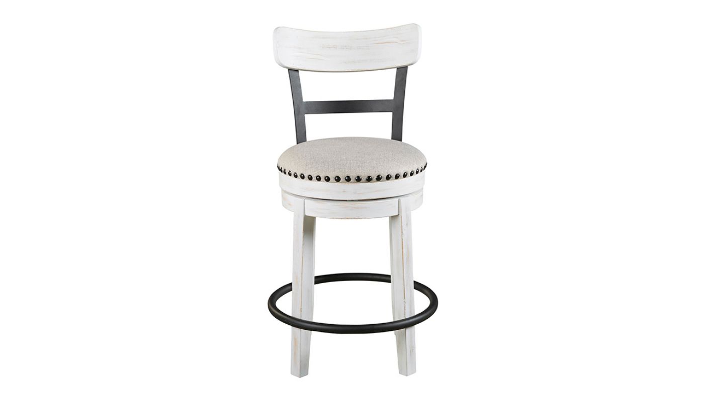 Front Facing View of the Valebeck 24 Inch Barstool in White by Ashley Furniture | Home Furniture Plus Bedding