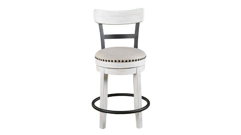 Front Facing View of the Valebeck 24 Inch Barstool in White by Ashley Furniture | Home Furniture Plus Bedding