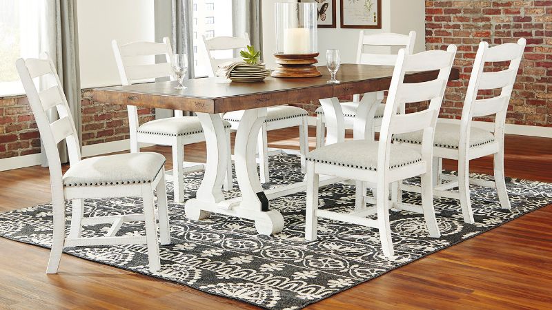 Room View of the Valebeck 7 Piece Dining Table Set in Two Tone by Ashley Furniture | Home Furniture Plus Bedding