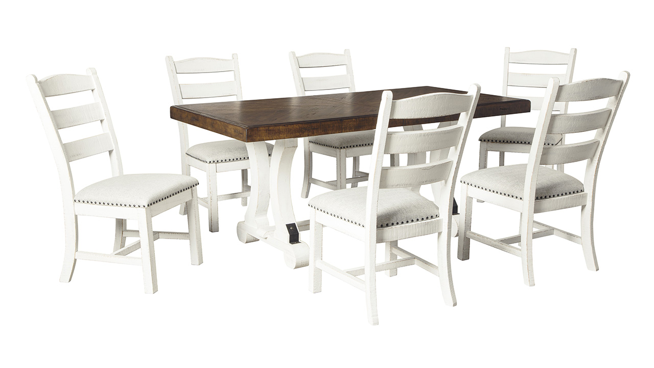 Valebeck 7 Piece Dining Table Set - Off-White with Brown