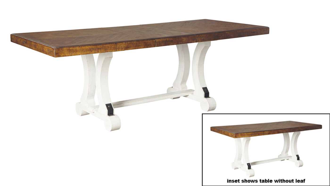 Angled View of the Valebeck Dining Table in Two Tone by Ashley Furniture | Home Furniture Plus Bedding