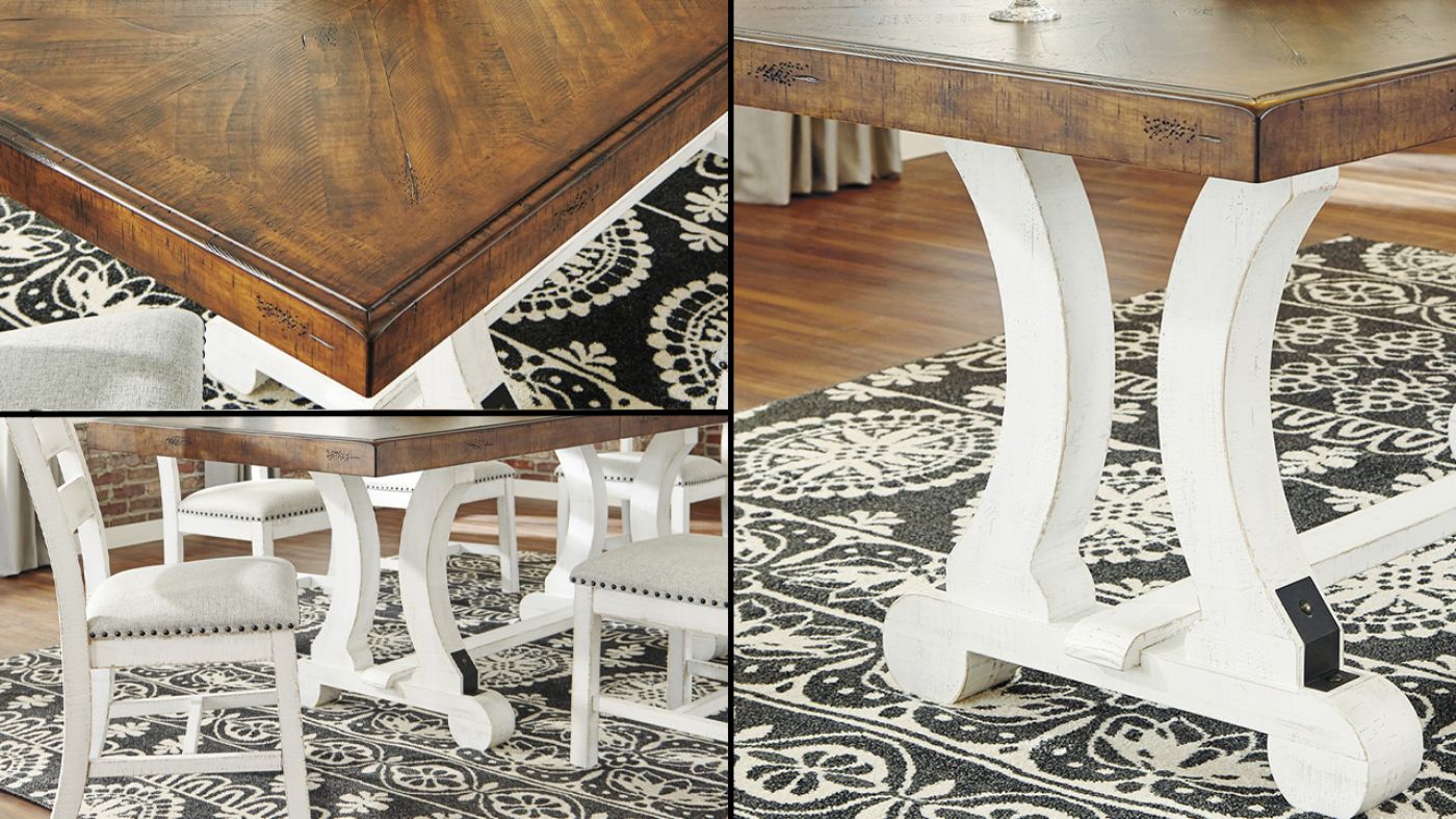 Room View of the Valebeck Dining Table in Two Tone by Ashley Furniture | Home Furniture Plus Bedding