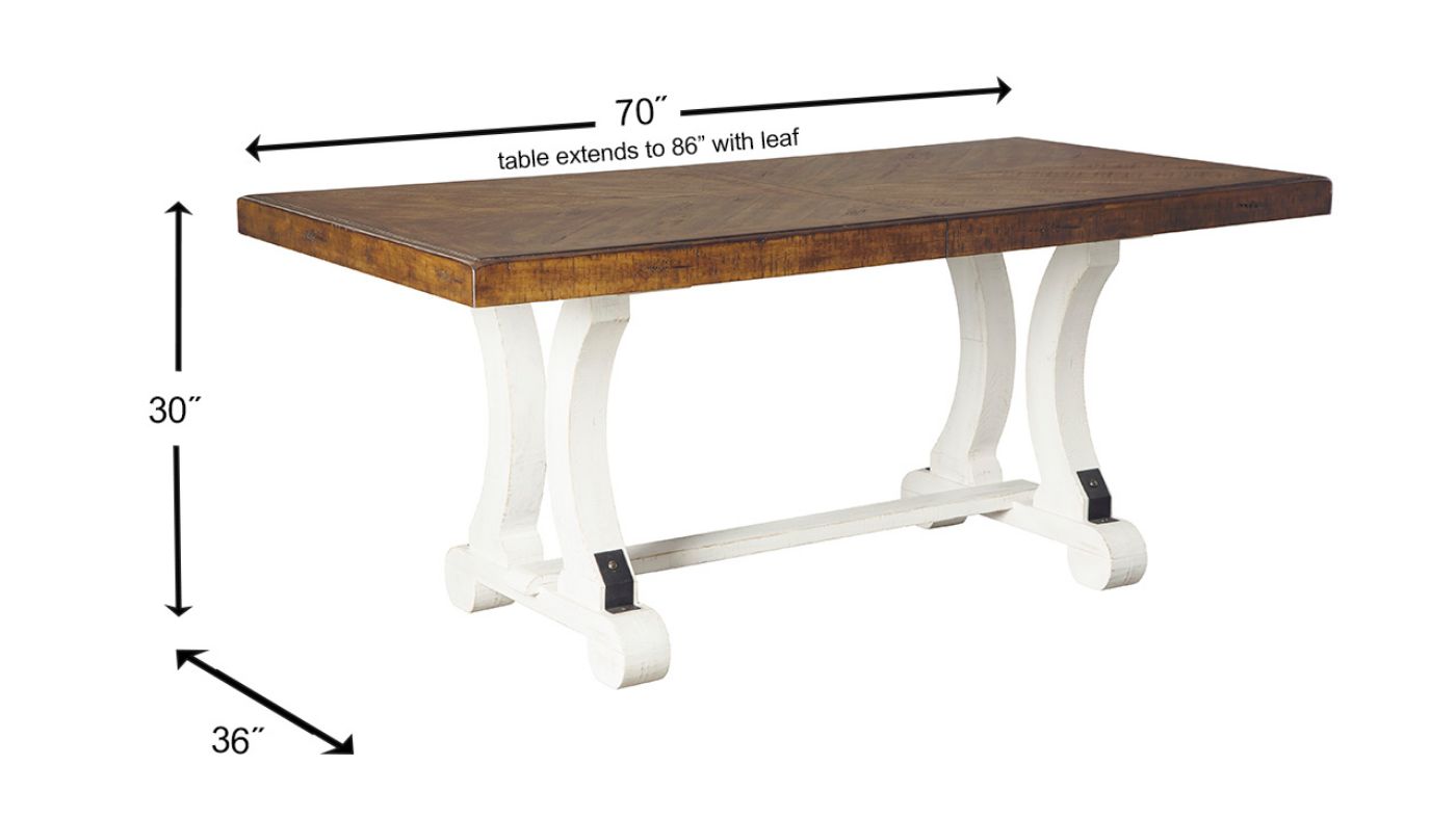 Dimension Details of the Valebeck Dining Table in Two Tone by Ashley Furniture | Home Furniture Plus Bedding