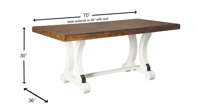 Dimension Details of the Valebeck Dining Table in Two Tone by Ashley Furniture | Home Furniture Plus Bedding
