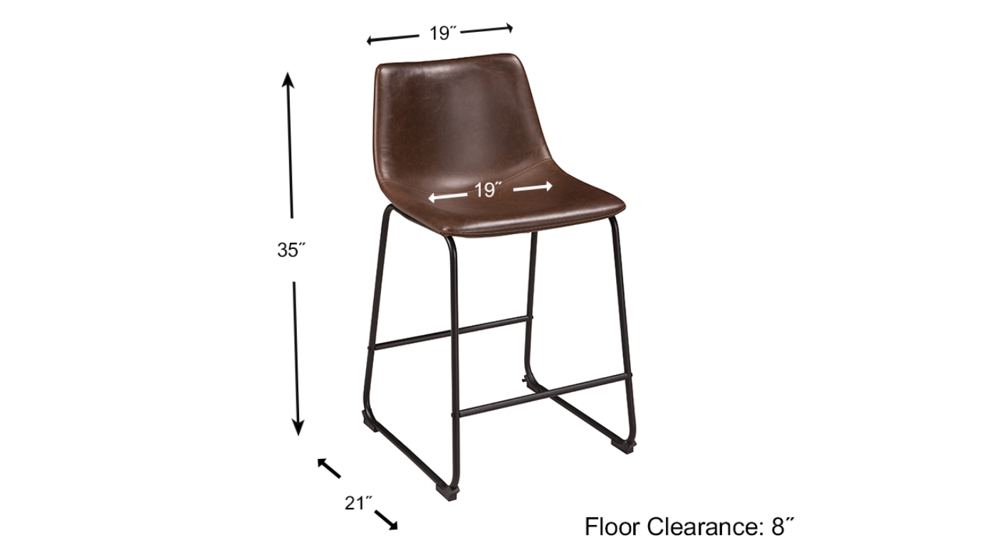 Dimension Details of the Centiar 24 Inch 2 Pack Barstools in Brown by Ashley Furniture | Home Furniture Plus Bedding