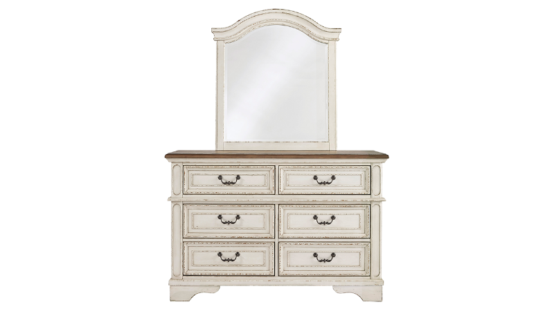 Front Facing View of the Realyn Dresser and Mirror in Off White by Ashley Furniture | Home Furniture Plus Bedding