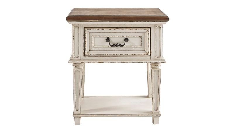 Front Facing View of the Realyn Nightstand in Off White by Ashley Furniture | Home Furniture Plus Bedding