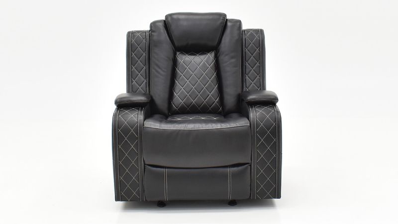 Front Facing View of the Orion Glider Recliner in Black by New Classic | Home Furniture Plus Bedding