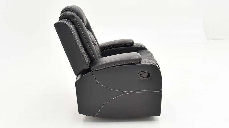 Side View of the Orion Glider Recliner in Black by New Classic | Home Furniture Plus Bedding