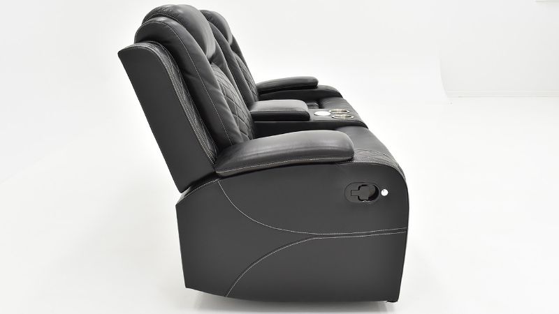 Side View of the Orion Reclining Loveseat in Black by New Classic | Home Furniture Plus Bedding