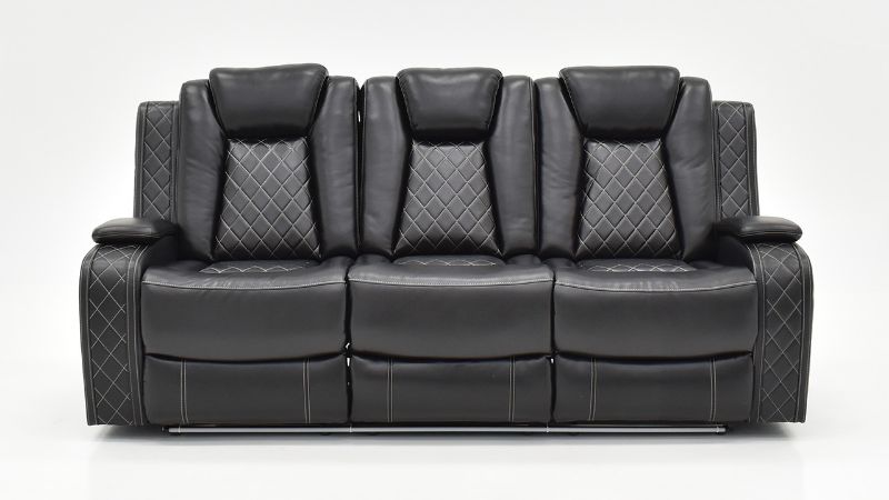 Front Facing View of the Orion Reclining Sofa in Black by New Classic | Home Furniture Plus Bedding
