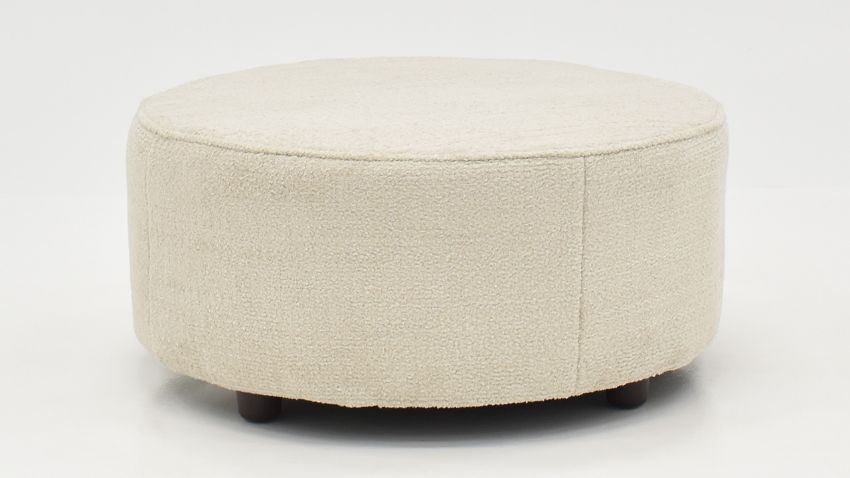 St. Charles Round Ottoman - Off White | Home Furniture