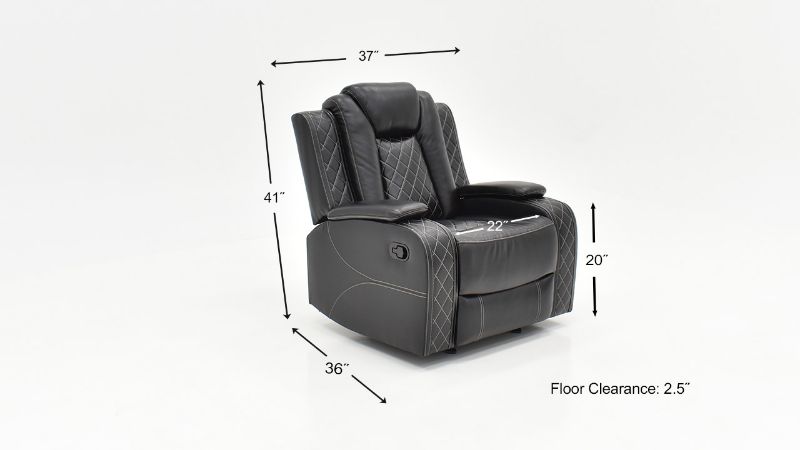 Dimension Details of the Orion Glider Recliner in Black by New Classic | Home Furniture Plus Bedding