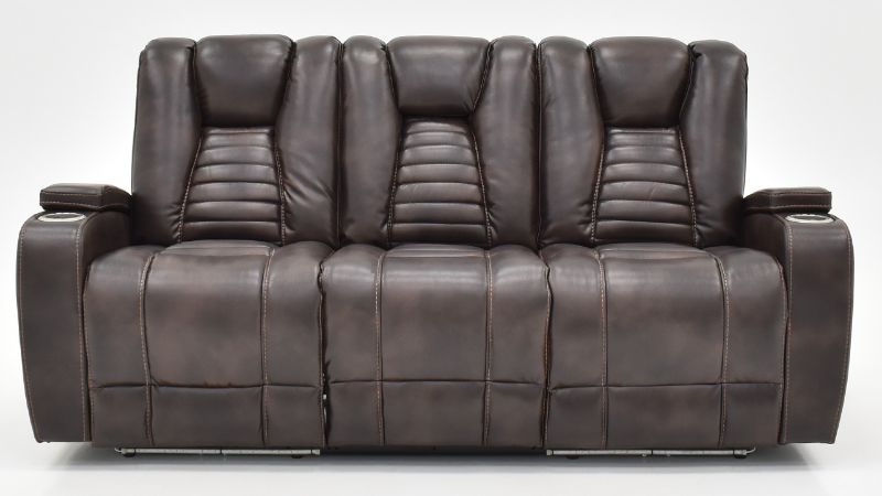 Milan POWER Reclining Sofa with Lights in Brown by Man Wah | Home Furniture Plus Bedding