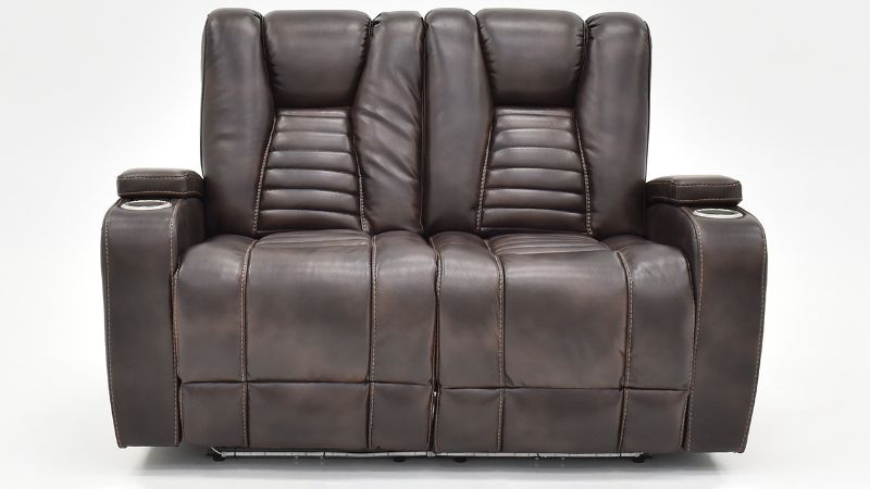 Milan POWER Reclining Loveseat with Lights in Brown by Man Wah | Home Furniture Plus Bedding