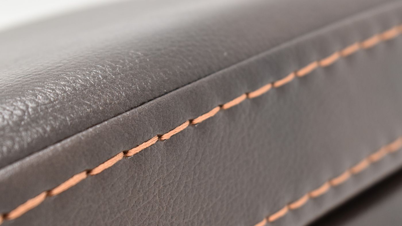 Close Up View of the Stitching on the Milan POWER Recliner with Lights in Brown by Man Wah | Home Furniture Plus Bedding