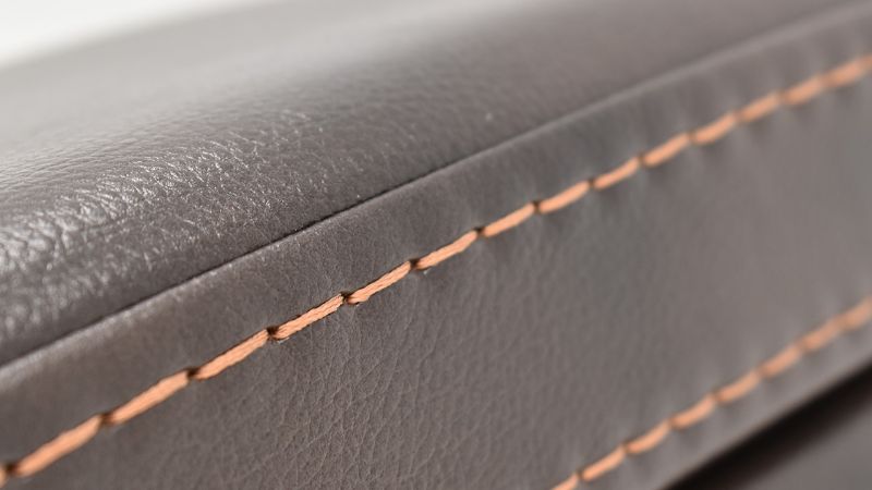 Close Up View of the Stitching on the Milan POWER Recliner with Lights in Brown by Man Wah | Home Furniture Plus Bedding