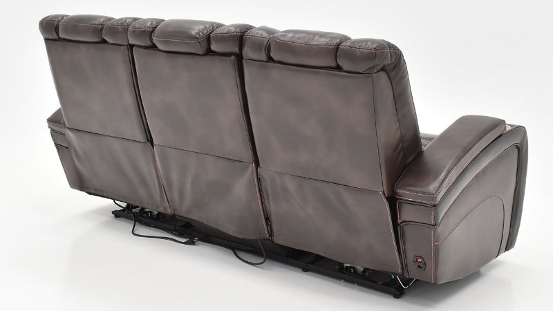 Rear View of the Milan POWER Reclining Sofa with Lights in Brown by Man Wah | Home Furniture Plus Bedding