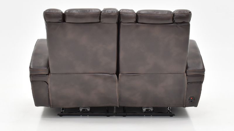 Rear View of the Milan POWER Reclining Loveseat with Lights in Brown by Man Wah | Home Furniture Plus Bedding