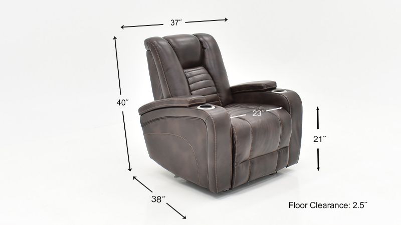 Dimension Details of the Milan POWER Recliner with Lights in Brown by Man Wah | Home Furniture Plus Bedding
