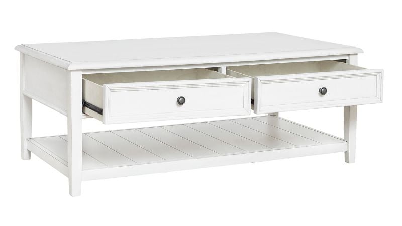 Angled View of the Kanwyn Coffee Table in White by Ashley Furniture | Home Furniture Plus Bedding