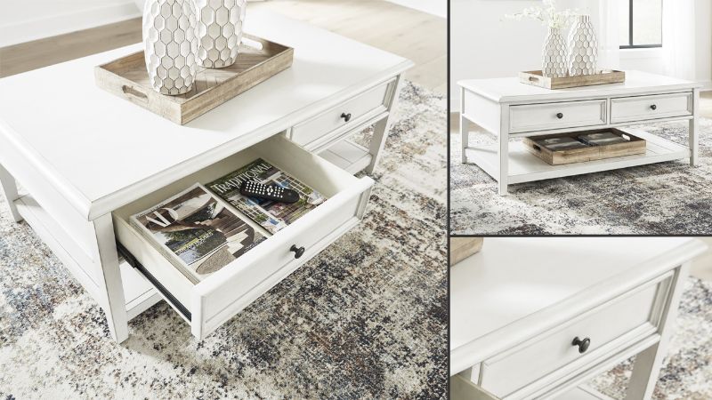 Various Views of the Kanwyn Coffee Table in White by Ashley Furniture | Home Furniture Plus Bedding