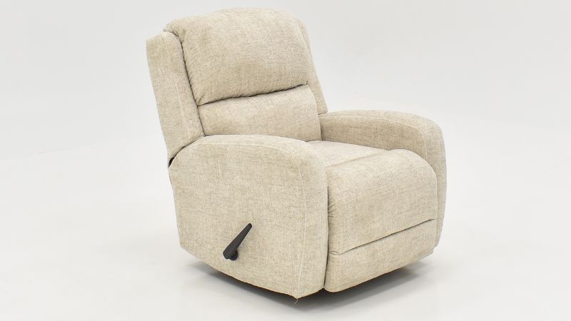 Angled View of the Stratus Swivel Gliding Recliner in Off White by Franklin Corp. | Home Furniture Plus Bedding