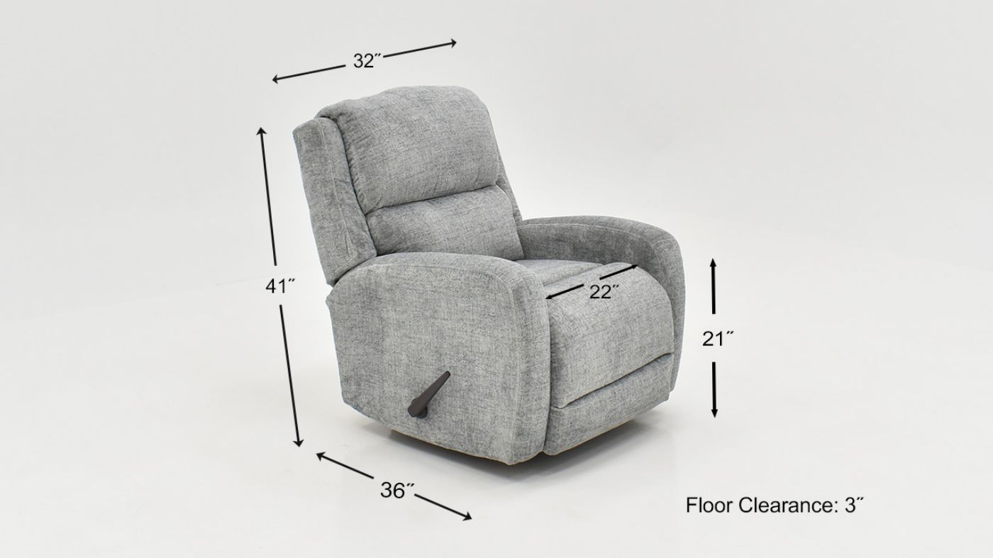 Dimension Details of the Stratus Swivel Gliding Recliner in Gray by Franklin Corp. | Home Furniture Plus Bedding