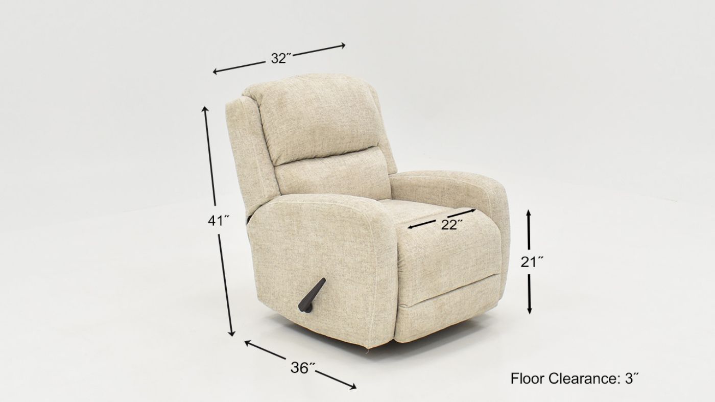 Dimension Details of the Stratus Swivel Gliding Recliner in Off-White by Franklin Corp. | Home Furniture Plus Bedding