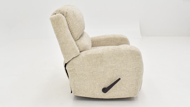 Side View of the Stratus Swivel Gliding Recliner in Off-White by Franklin Corp. | Home Furniture Plus Bedding