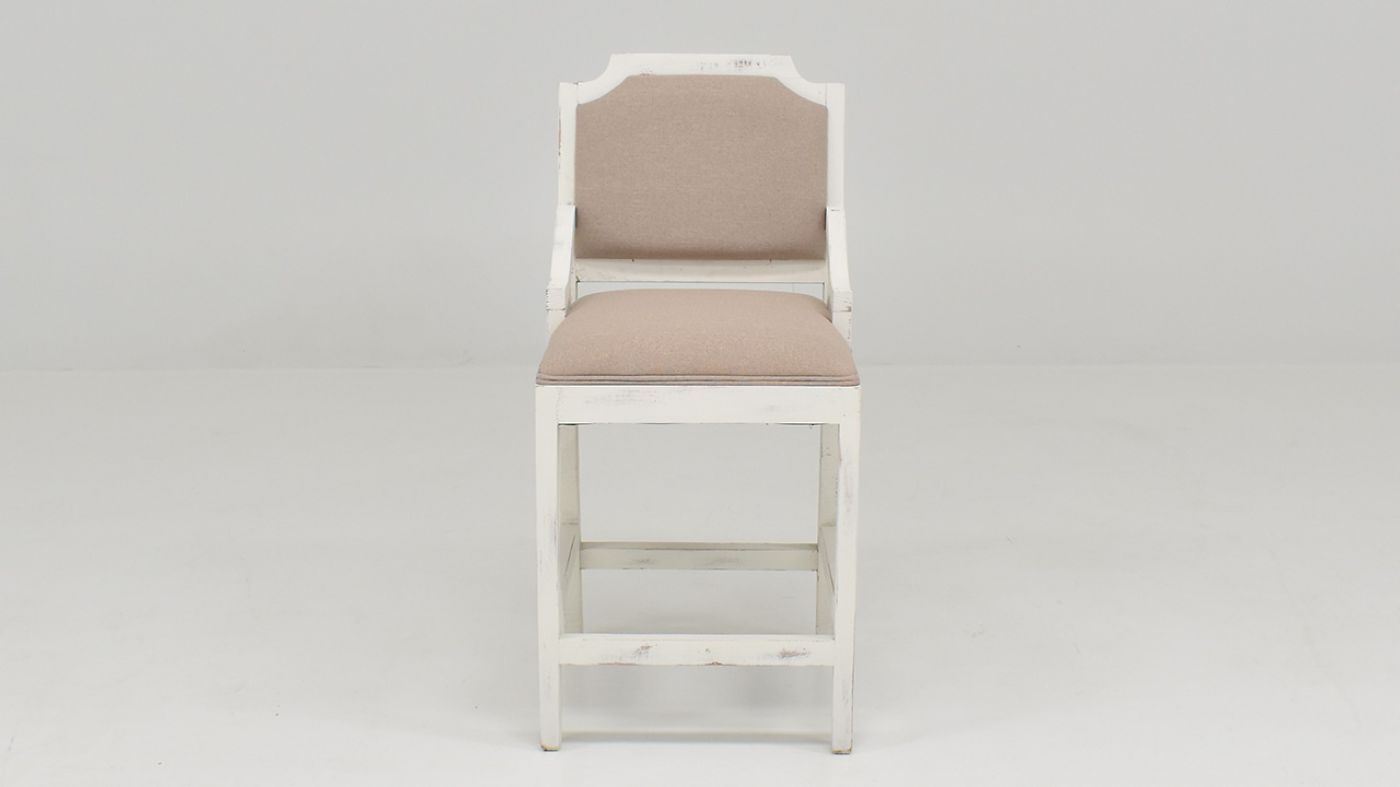 Front Facing View of the Brooks Chairback Barstool in White by Vintage Furniture | Home Furniture Plus Bedding