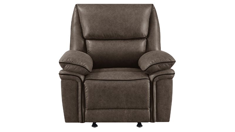 Front Facing View of the Linville Glider Recliner in Brown by New Classic | Home Furniture Plus Bedding